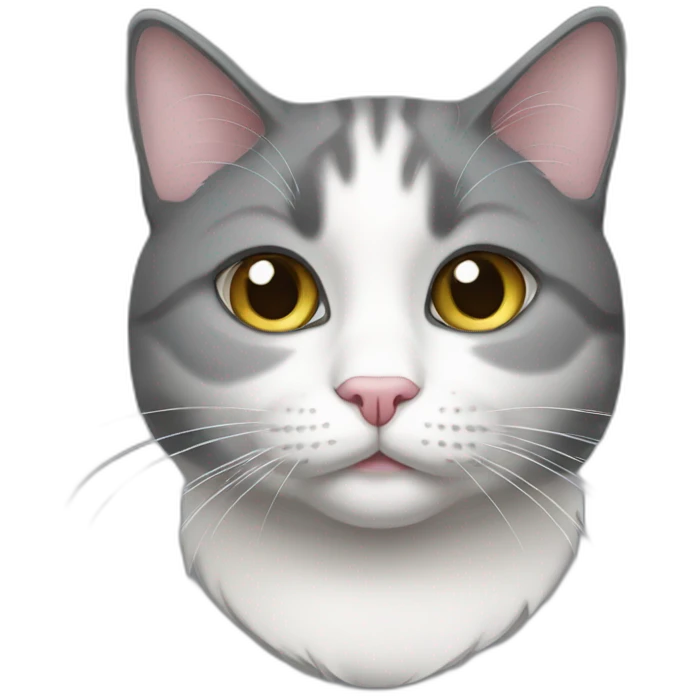 Fat grey and white tuxedo cat emoji