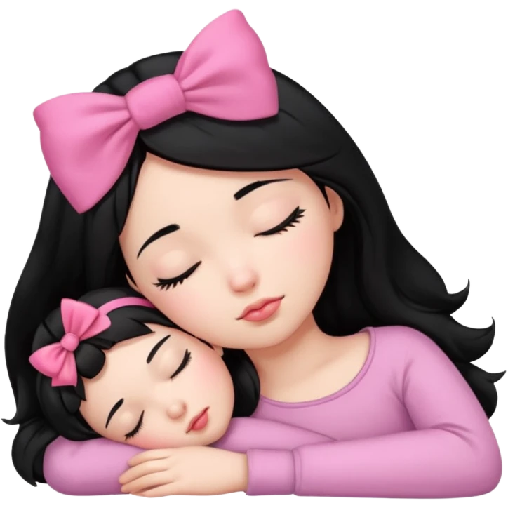 نايمه😴🎀عندها شعر اسود بس بشكل بنت تبي تنام emoji