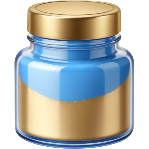 ultra realistic short jar of acrylic powder blue with gold lid emoji