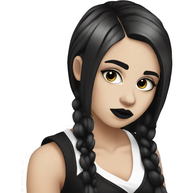 goth girl black and white hair emoji