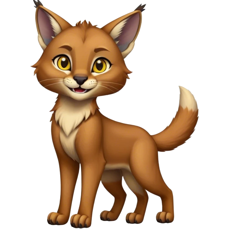 Epic Cute Dark Warm Caracal-Bobcat-Sergal-Vernid full body emoji