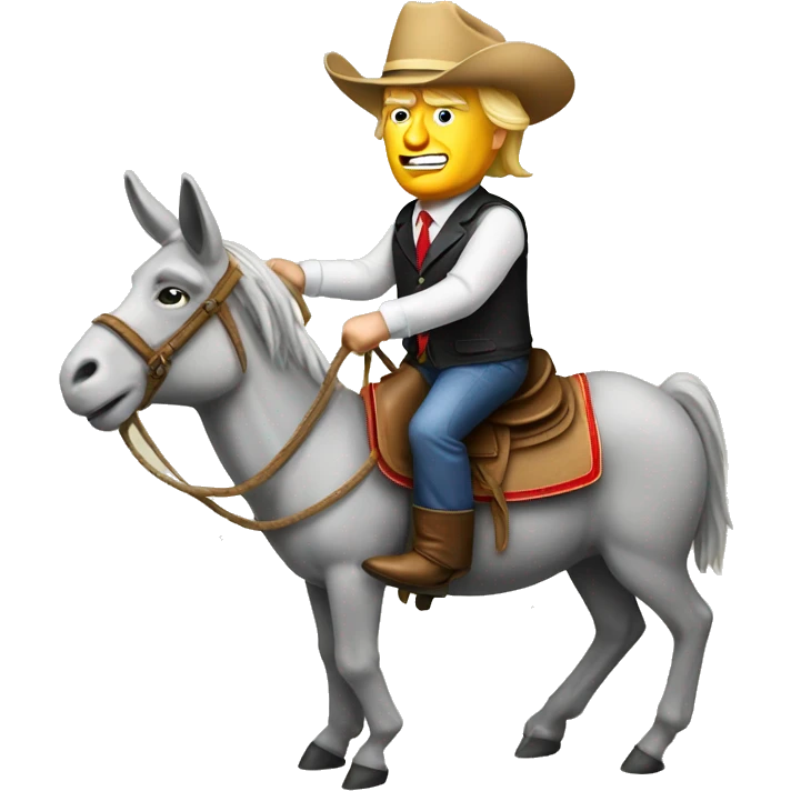 Donald Trump riding a donkey like a rodeo cowboy emoji