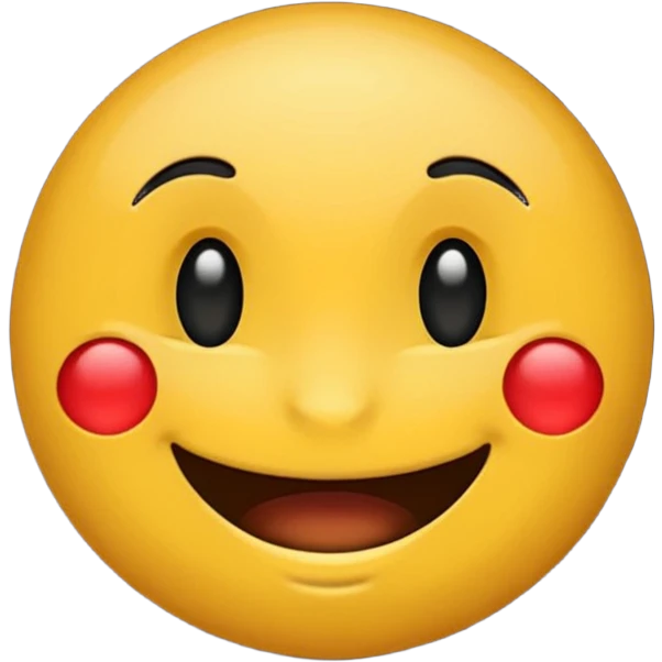 Crea un emoji redondo de color negro con cara feliz emoji