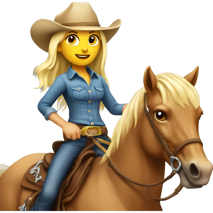 hot blond cowgirl riding a horse emoji