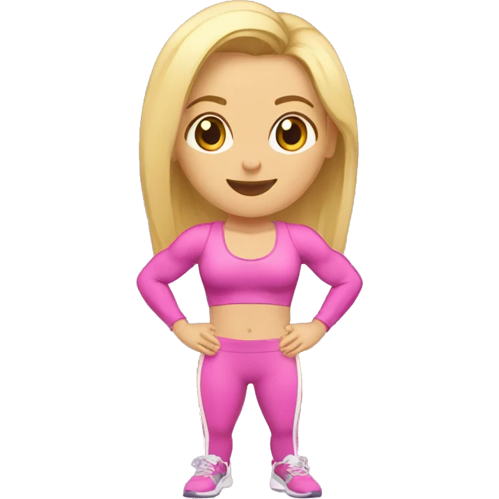 chica rubia en el gimnasio con ropa de gimnasio emoji