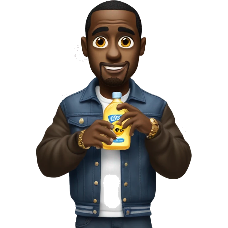 P.Diddy holding 1 bottle of baby oil emoji