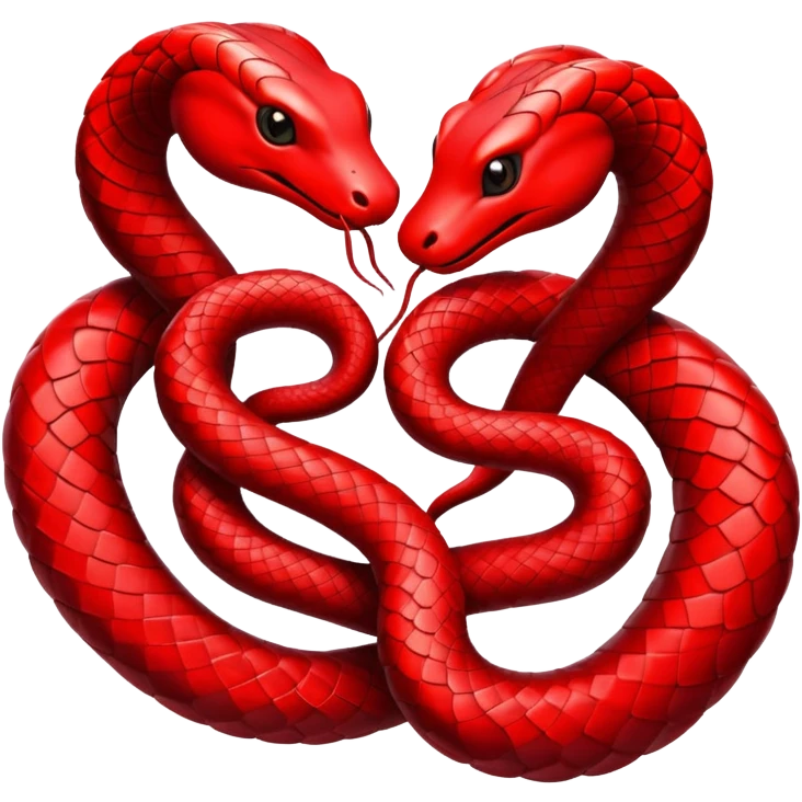 Two red snakes making a heart emoji