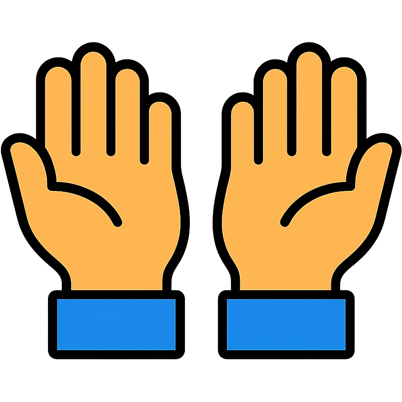 begging hands, palms up, open colored icon emoji