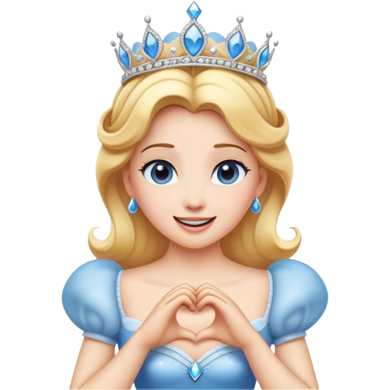 Cinematic Playful Cinderella Portrait Emoji, Blushing with excitement, hands clasped near her heart, eyes wide with anticipation, her tiara slightly askew from an unexpected twirl, a radiant princess caught in a moment of joy, utterly captivating! emoji