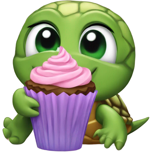 Turtle with a cupcake  emoji