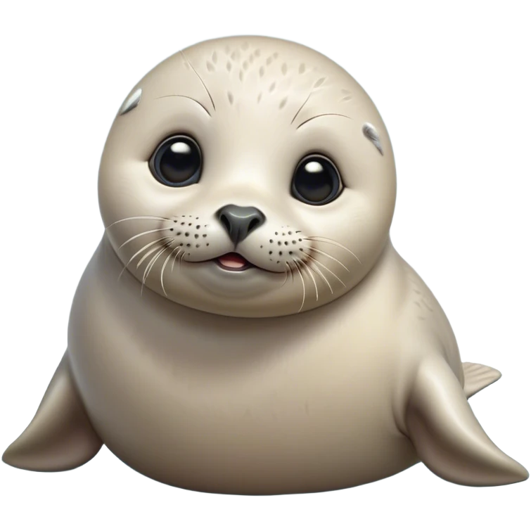 Cinematic Comical Baby Seal Portrait Emoji, Head tilted dramatically with an exaggeratedly surprised expression, featuring a round, plump body with wide, comically expressive eyes and a quirky, puckered face, Simplified yet hilariously expressive features, highly detailed, glowing with a slightly sassy polar glow, high shine, dramatic yet playful, stylized with an air of cheeky arctic mischief, soft glowing outline, capturing the essence of a meme-worthy baby seal that looks ready to give a playful side-eye into viral fame! emoji