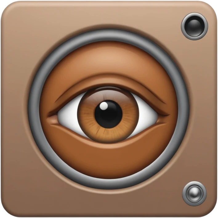 Minimalist emoji-style sticker of a peephole with a realistic eye looking out from inside. Black and gray tones, flat icon, centered eye.
 emoji