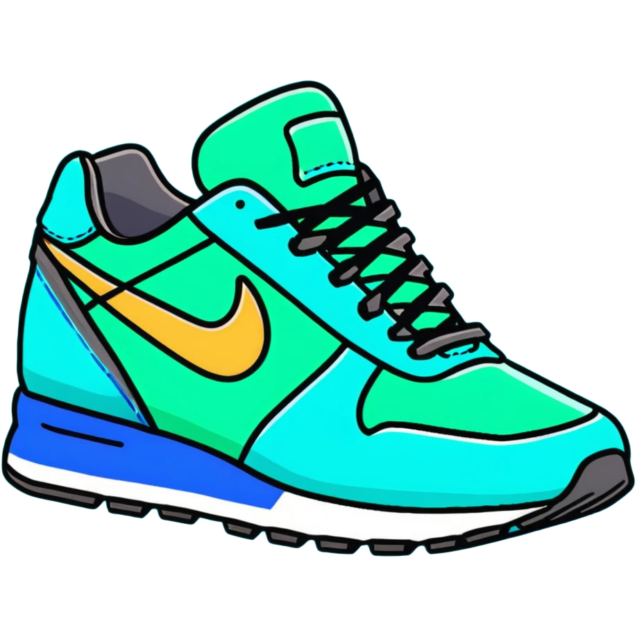 turquoise running shoes, athletic footwear, blue-green sneakers emoji