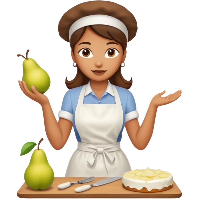 woman making pear cake emoji