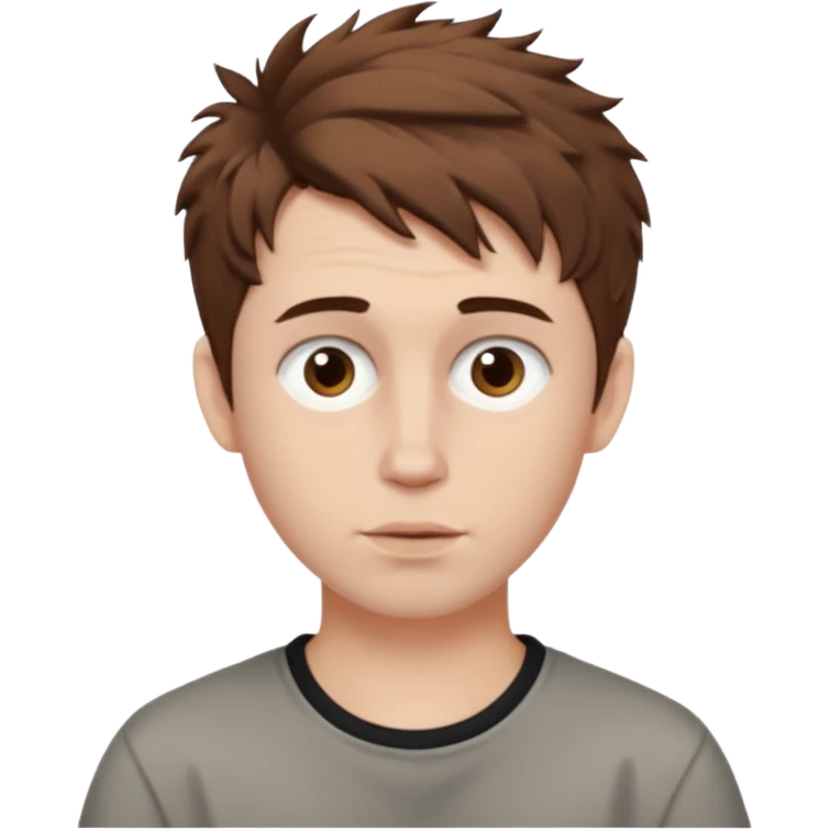 Create an emoji of YouTuber DavidMC's face - he has hair with short sides but a messy top, it is brown. It is not super curly and he has white skin emoji