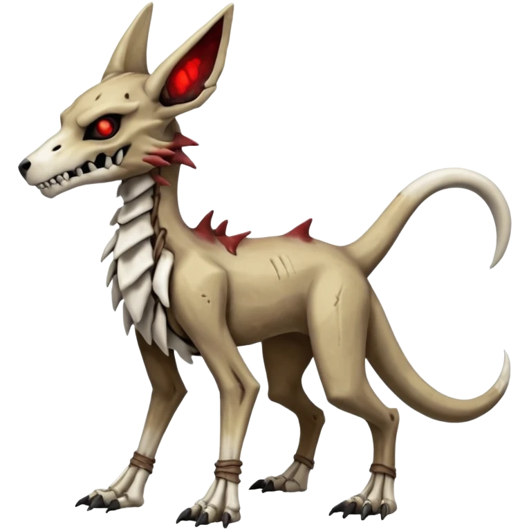Skeletal Cubone-Marowak-Zoroark-Anubis-Wendigo-Fakémon-hybrid-creature (full body), 4 legs emoji