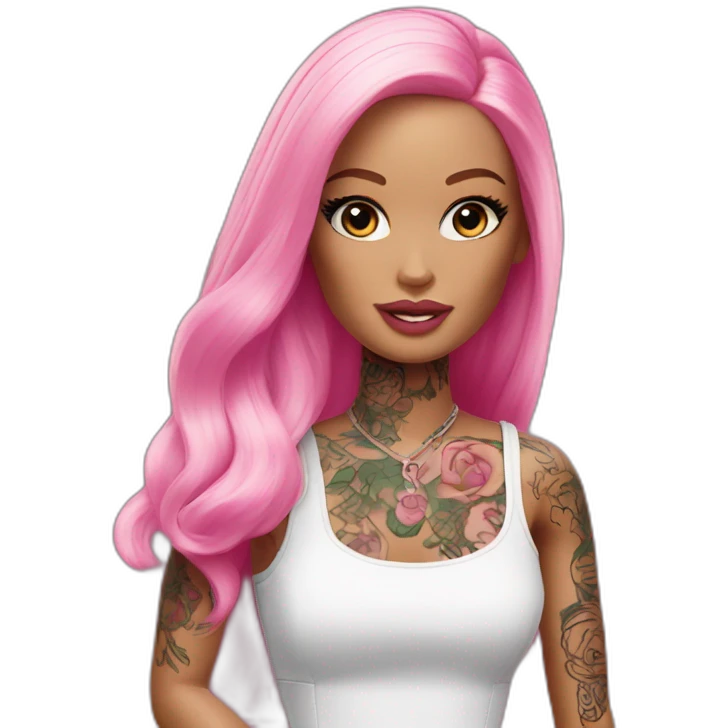 Barbie with tattoo emoji