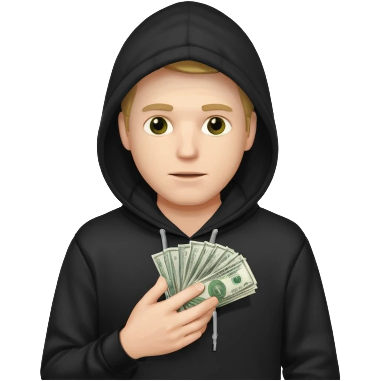 robber with a wad of money but he is white and in black hoodiethis guy with money emoji