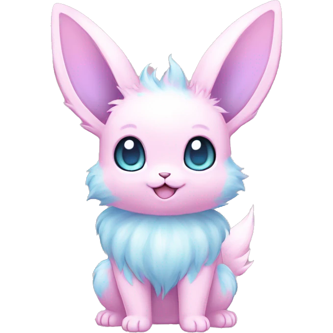 Kawaii Pastel Cotton-Candy-Colored Eeveelution-Cute-Bunny-Pokémon-fusion full body emoji