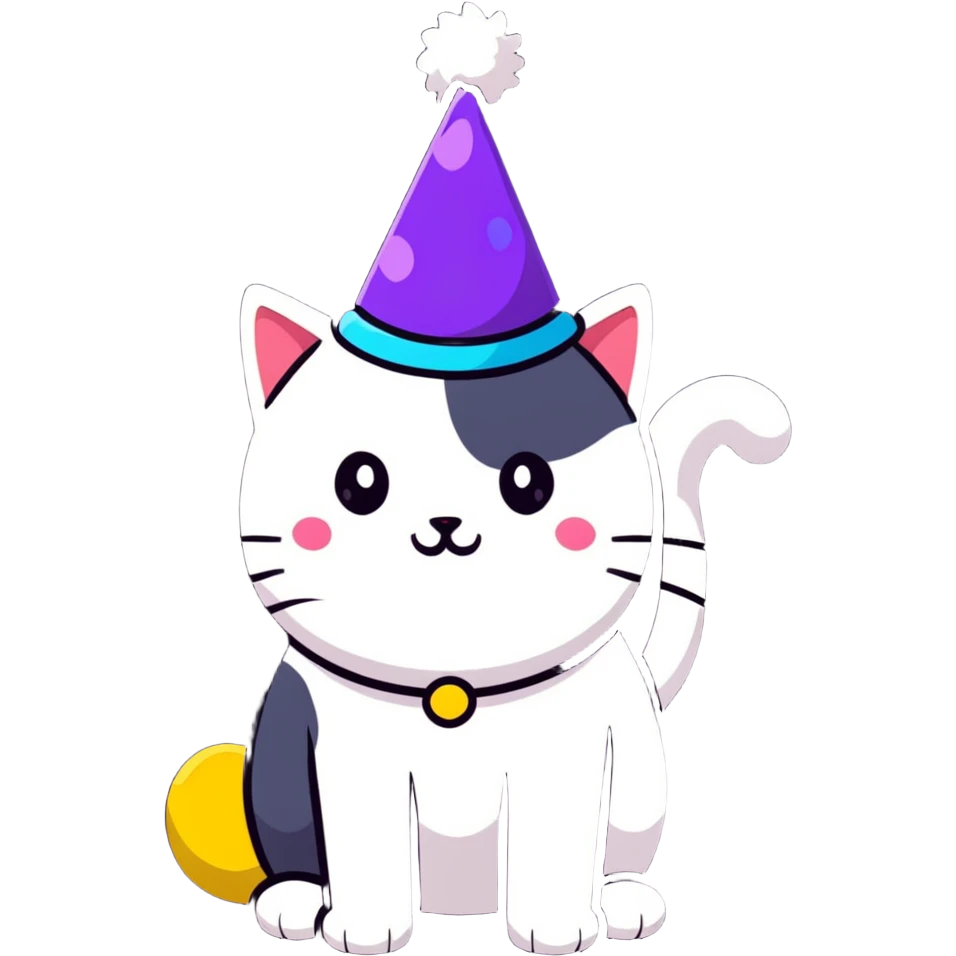 party cat with confetti emoji