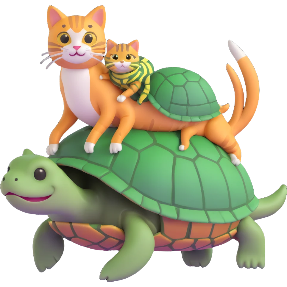 cat riding a turtle emoji
