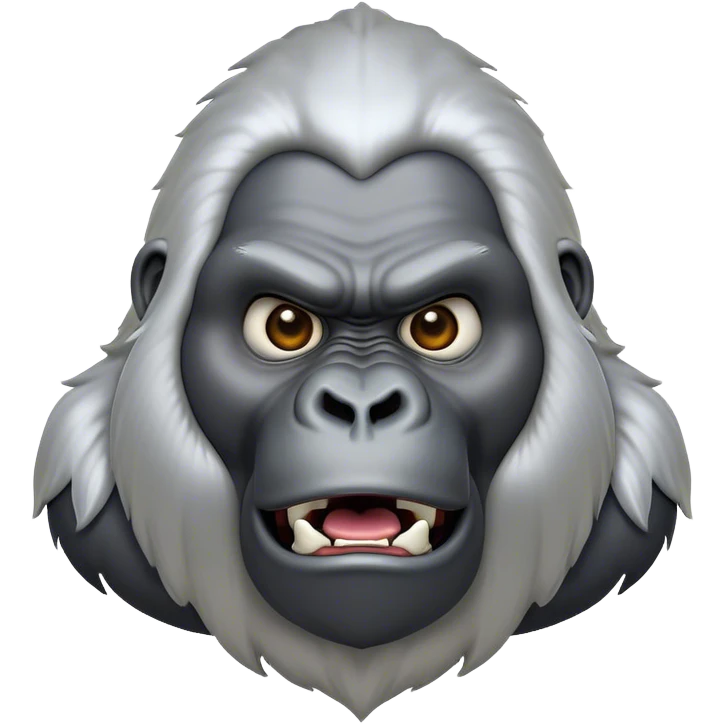 Cinematic Comical Silverback Gorilla Portrait Emoji, Head tilted dramatically with an exaggeratedly shocked expression, featuring a stately silver mane and wide, comically expressive eyes full of humorous disbelief, Simplified yet hilariously expressive features, highly detailed, glowing with a slightly sassy jungle glow, high shine, dramatic yet playful, stylized with an air of quirky primate attitude, soft glowing outline, capturing the essence of a meme-worthy silverback that appears ready to side-eye its way into viral fame! emoji