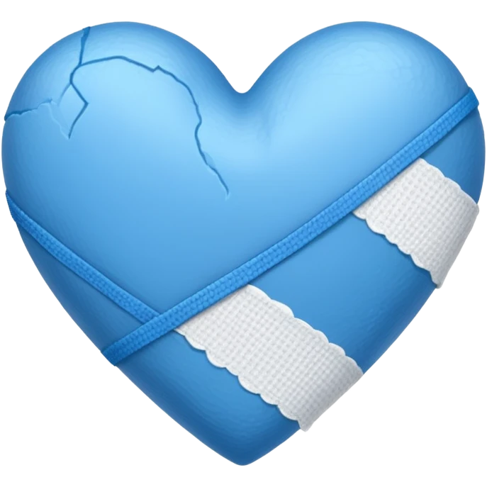 blue heart with bandage with it on emoji