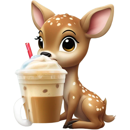 Baby deer drinking iced coffee emoji