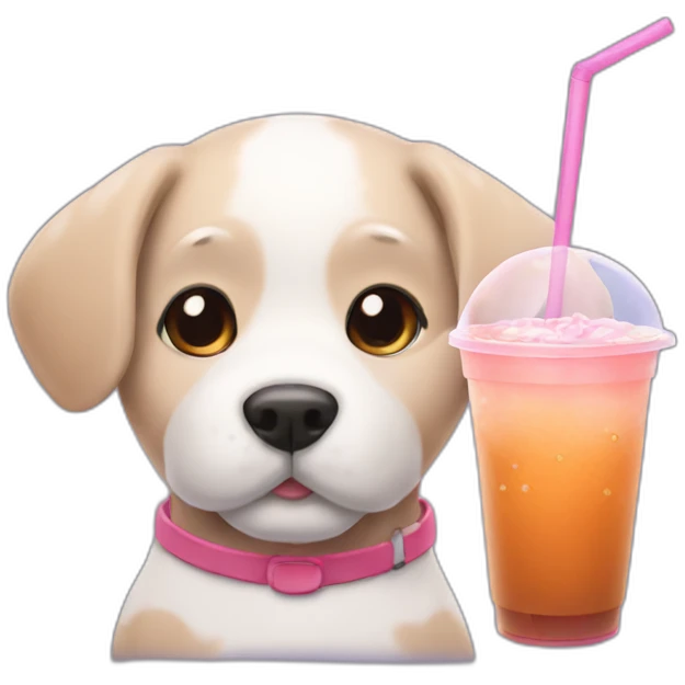 Dog drinking bubble tea emoji