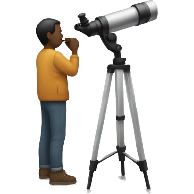 person looking at a telescope facing the moon emoji
