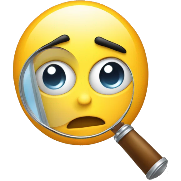 an emoji with a magnifying glass looking for something and thinking emoji