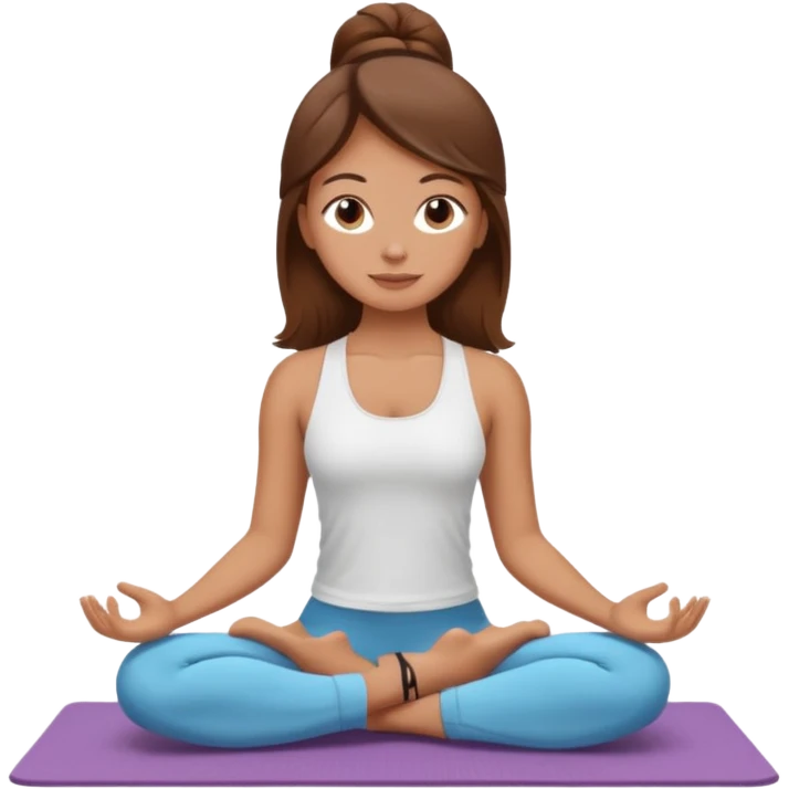 A white girl with brown hair who works remotely and enjoys yoga emoji