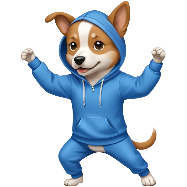 Dog wearing a hoodie dancing  emoji
