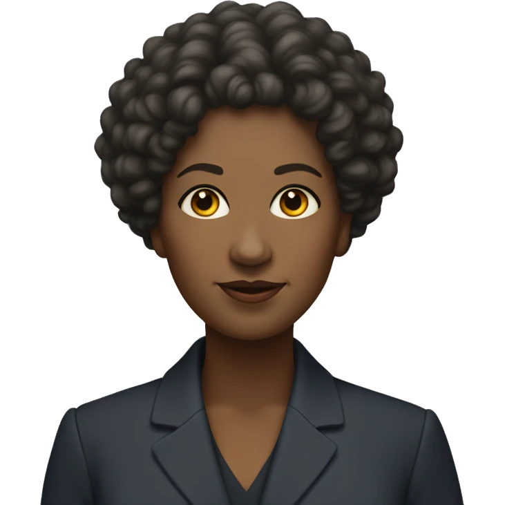 A  middle-aged  black  woman  with  curly  hair  and  a  round  face,  dressed  in  a  suit. emoji