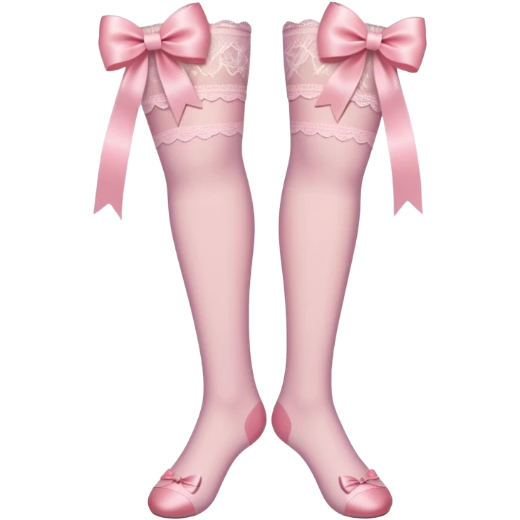 light pink laced stockings with bow emoji
