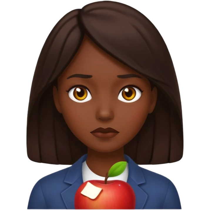 brunette woman with a dark, unsettling aura, minimal details, clear emotion, Apple emoji style emoji