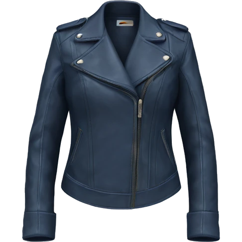  Realistic open front Navy blue leather fashion jacket isolated.  emoji