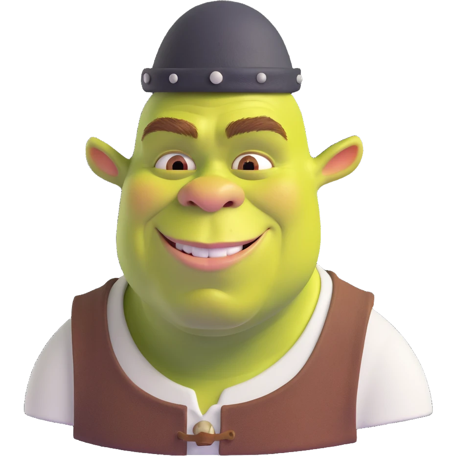 Shrek wearing a hat emoji