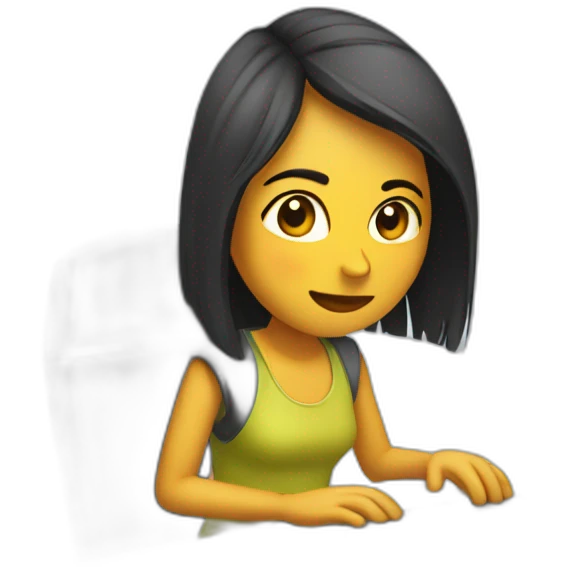 chica escribiendo computador emoji