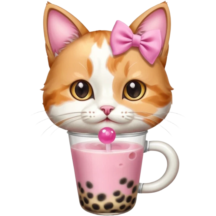 cat drinks bubble tea emoji