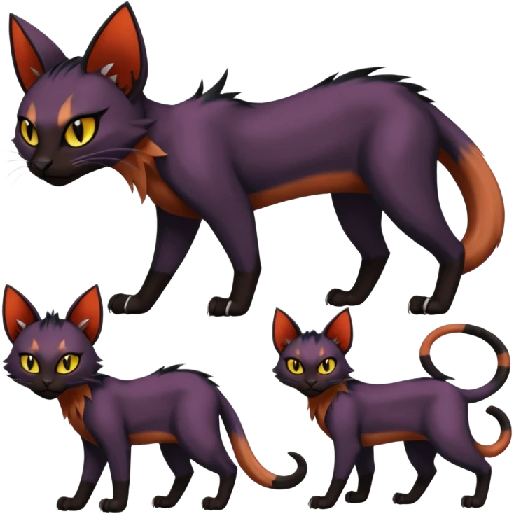 Black edgy Noivern-Bastet-Purloin-Torracat-Lykoi-Caracal-cat-Fakemon-fusion-hybrid-creature emoji