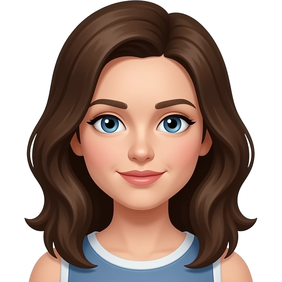 Brown hair blue eyes woman emoji