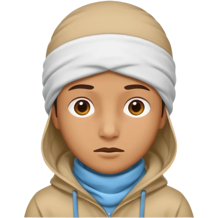 A person with headaches and a cold pack on the head emoji