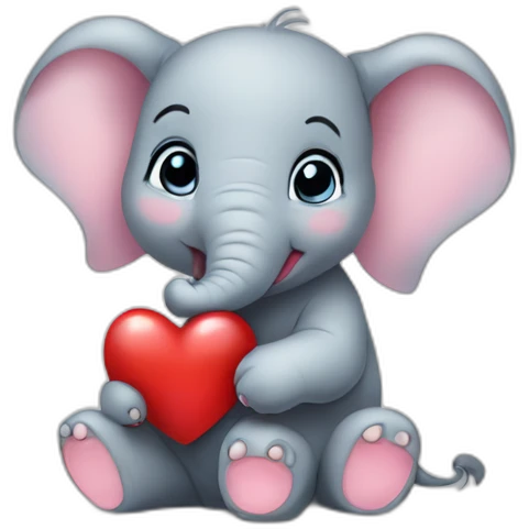 cute baby elephant with holding heart ❤️  emoji