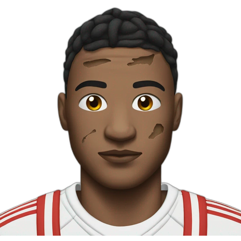 Guy in an Adidas tracksuit with bandages on his head and bruises on his face. emoji