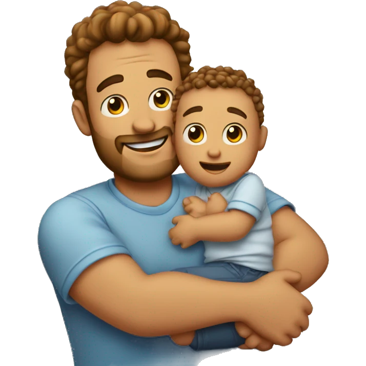 Dad hugging a curly baby emoji