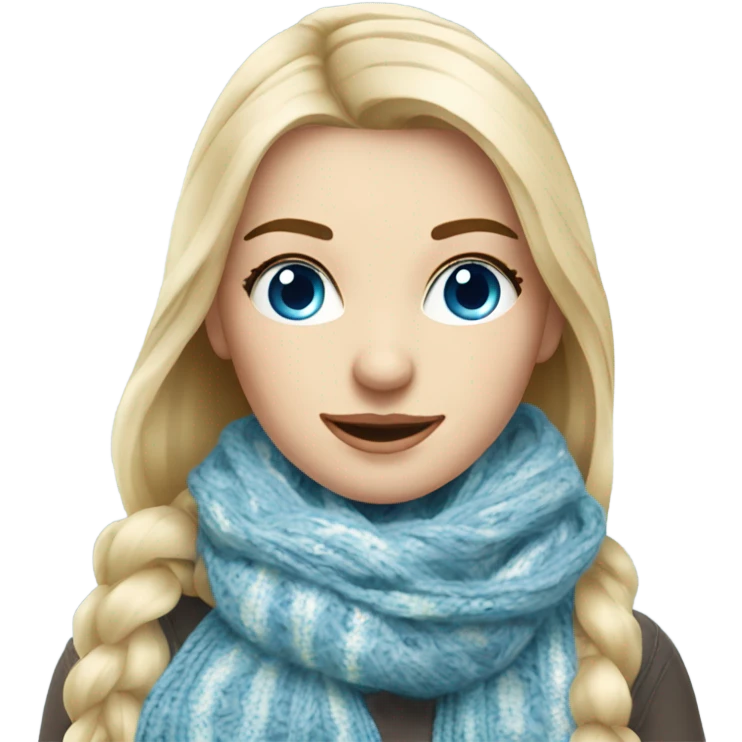 beautiful finnish blonde woman with blue eyes knitting floral scarf emoji