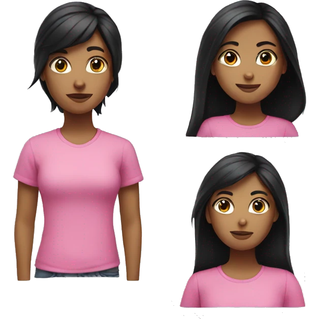 girl with black hair with pink shirt on  emoji