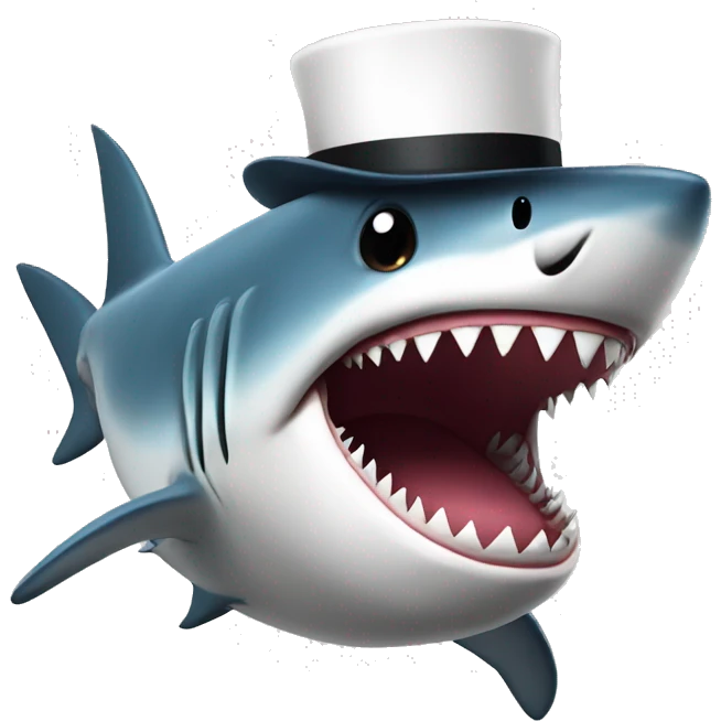 Shark with a top hat emoji