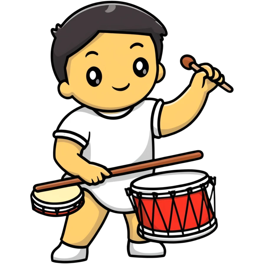 Person playing a drum to announce sahur time during Ramadan emoji